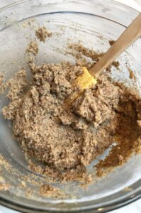 honey almond crust mixture before baking