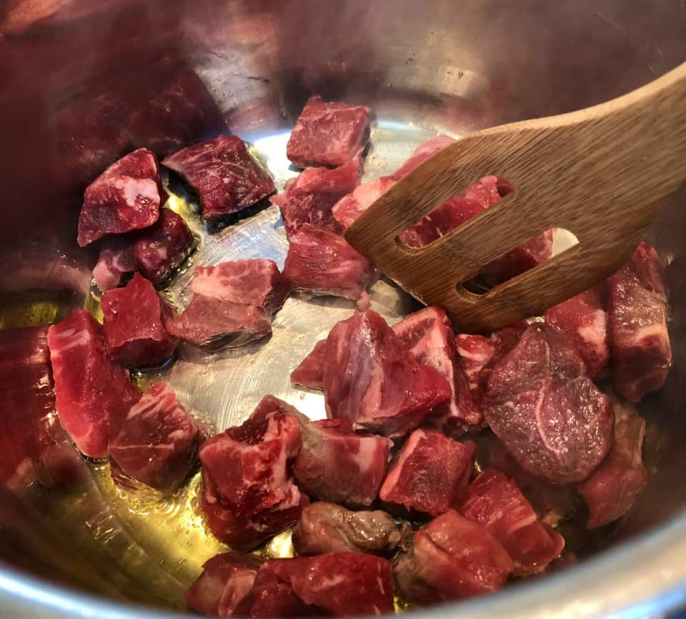 instant pot beef before sauteing.