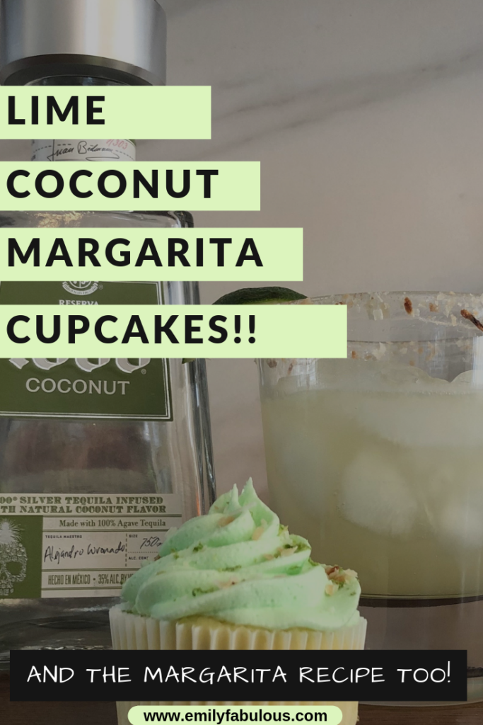 Coconut Margarita Cocktail and Coconut Margarita Cupcake with Coconut Tequila Frosting