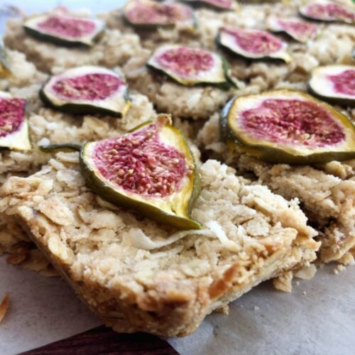 coconut fig bars sliced into squares