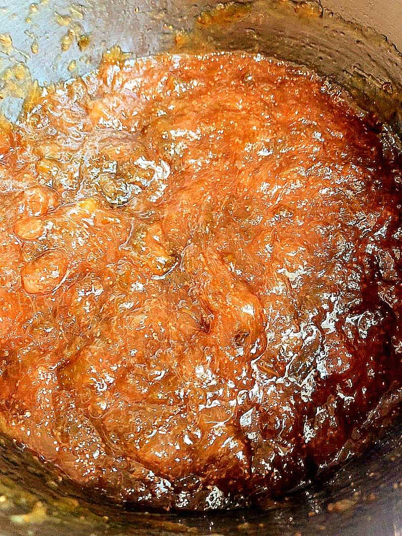 fig jam cooking in pan on stove top