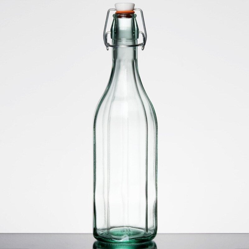 flip-top glass bottle