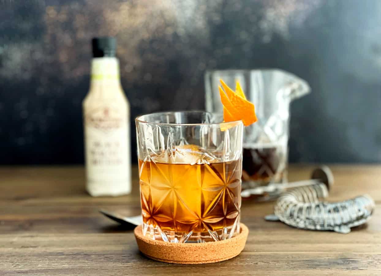 gin cocktail with black walnut bitters.