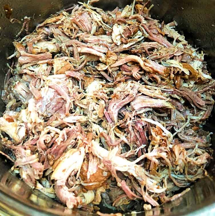 shredded kalua pork in the instant pot.