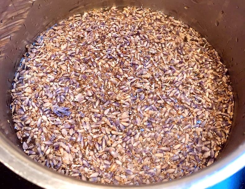 lavender steeping for lavender syrup.