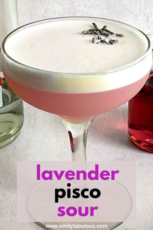 lavender pisco sour with dried lavender buds