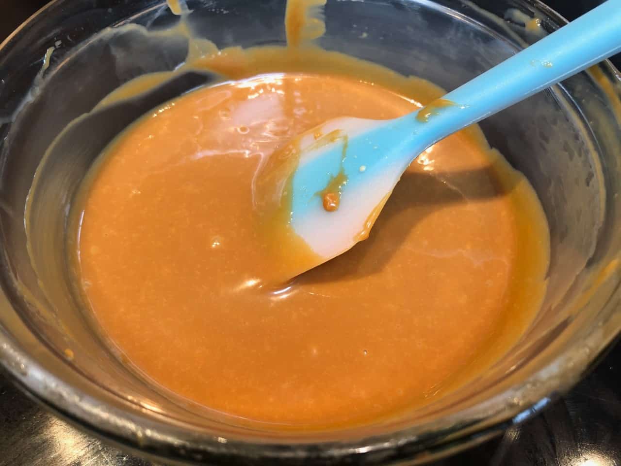 melted caramel for snickers bars.