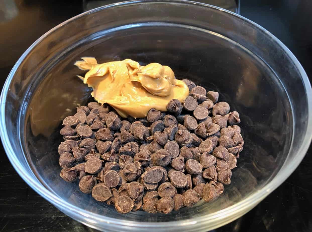 melted chocolate and peanut butter for snickers.