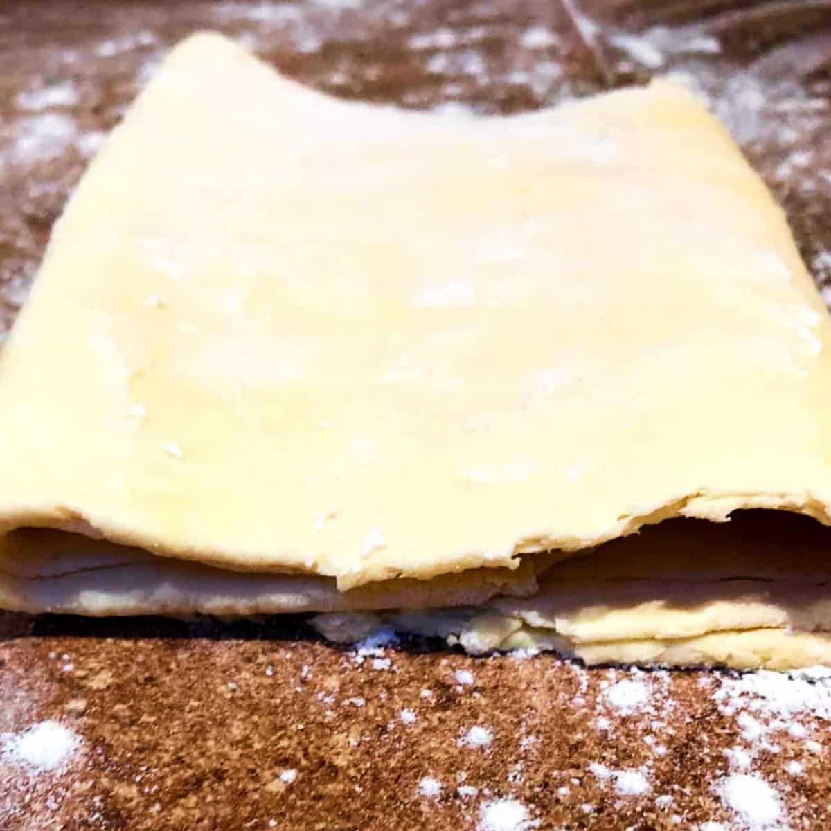 folded rolled out puff pastry