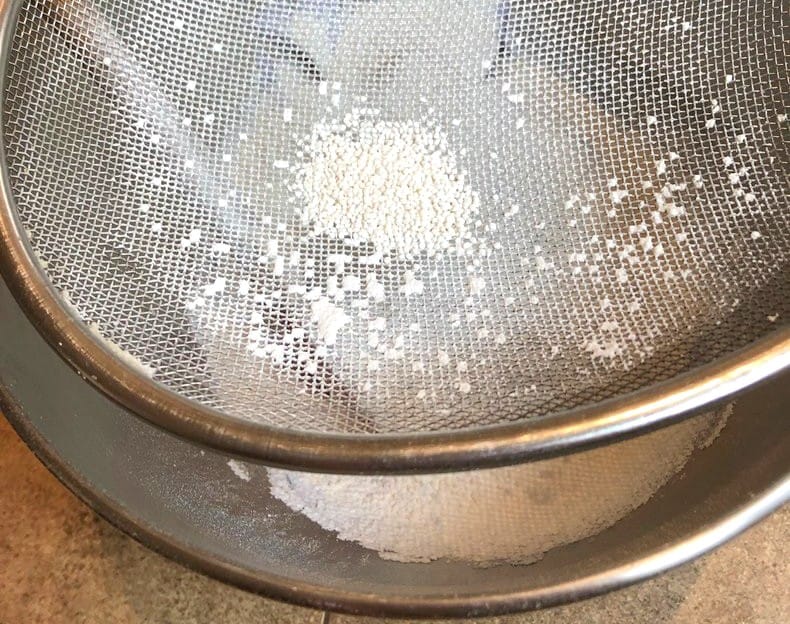 sifted almond flour and powdered sugar for easy macarons