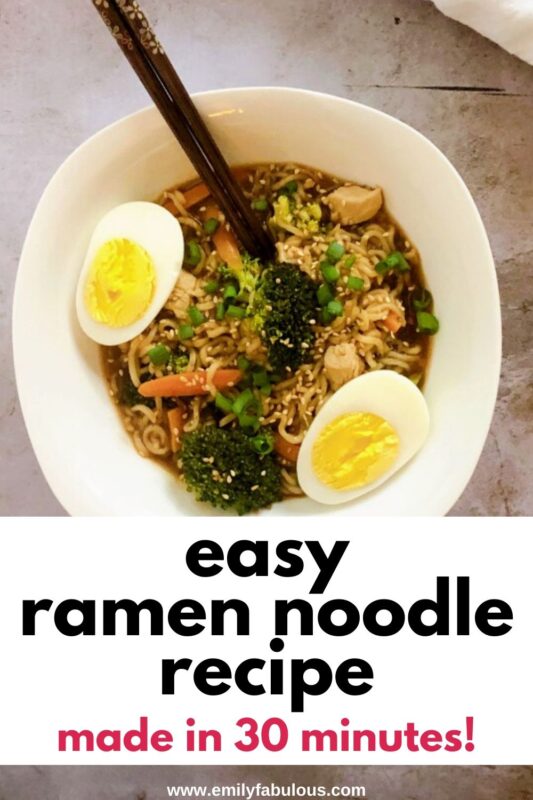 homemade ramen noodles with chicken and hardboiled egg