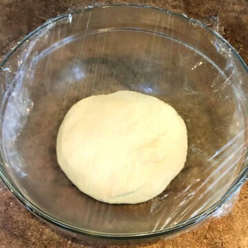 homemade pizza crust after rising