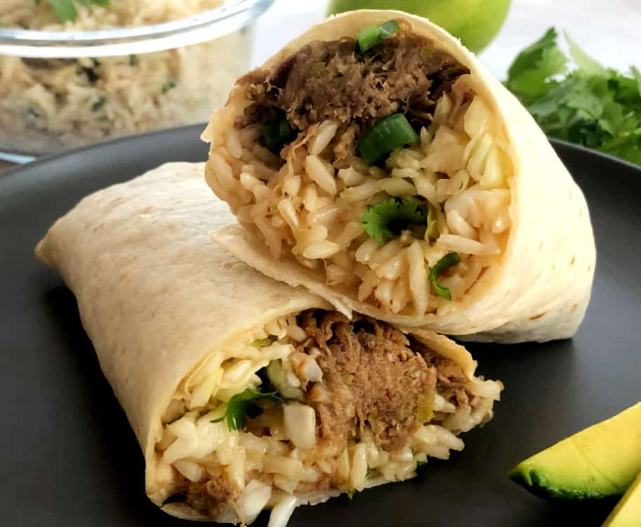 korean burrito with shredded pork