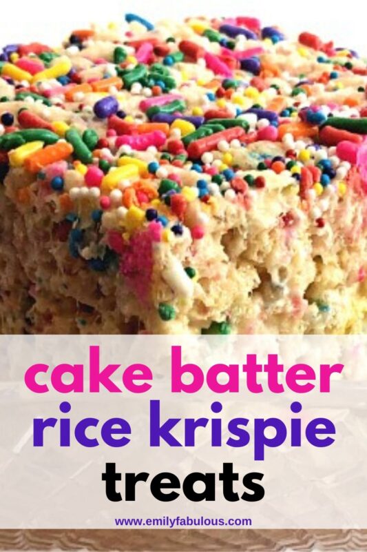 cake batter rice krispie treats with sprinkles
