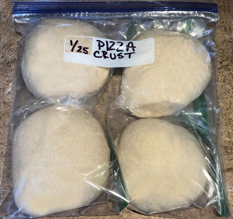 pizza dough in plastic bags for freezing