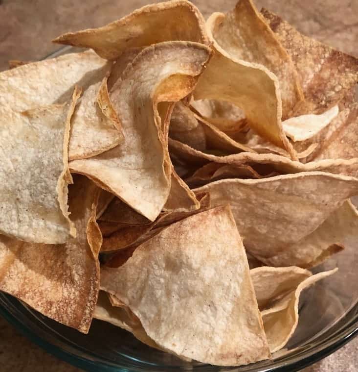 homemade tortilla chips baked in the oven