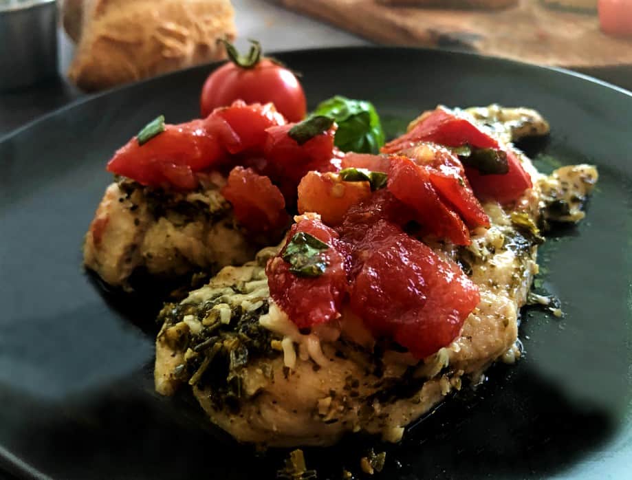 Pesto Chicken with Bruschetta