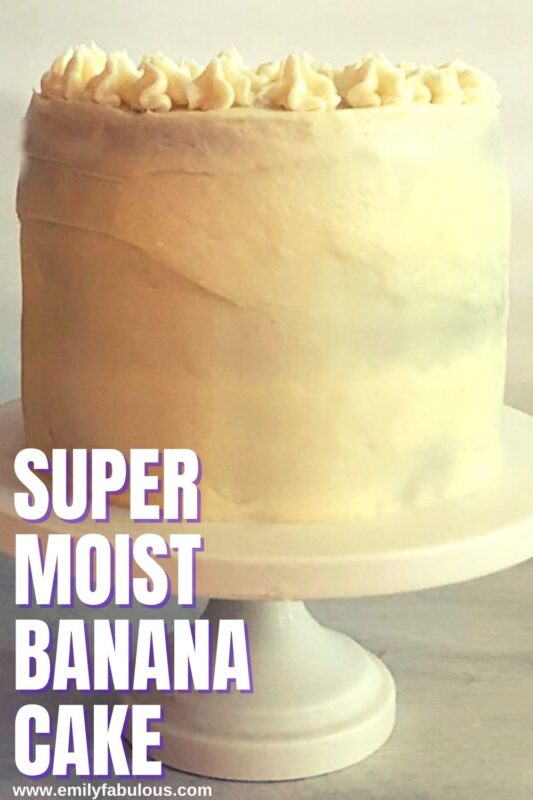 banana cake frosted with homemade cream cheese frosting