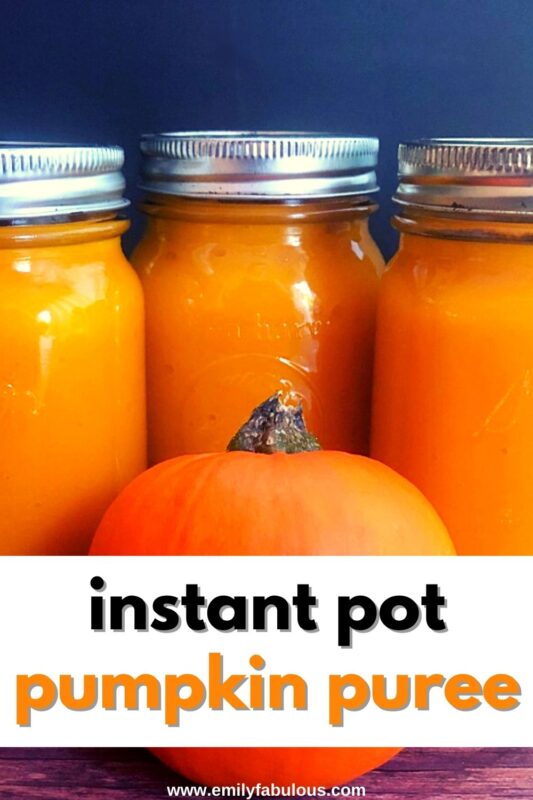 a small sugar pumpkin and 3 jars of pumpkin puree made in the instant pot
