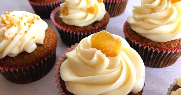 Candied Ginger Cupcakes with Cream Cheese Frosting