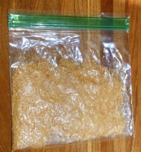 crushed graham crackers in a plastic bag