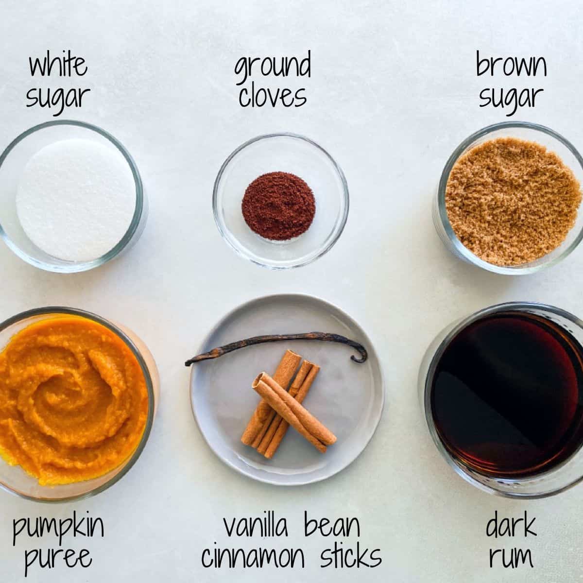 ingredients for pumpkin pie liqueur.