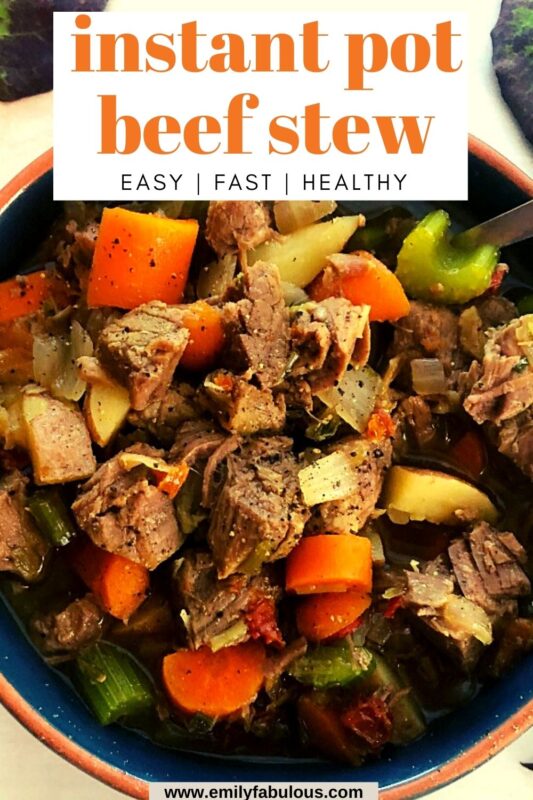 easy instant pot beef stew in a bowl