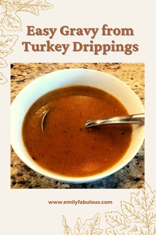 turkey dripping gravy in a bowl with a spoon