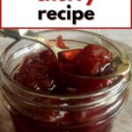 homemade dessert cocktail cherries in a jar with a spoon