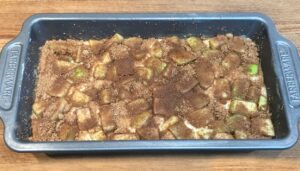 apple bread pressed and ready to bake