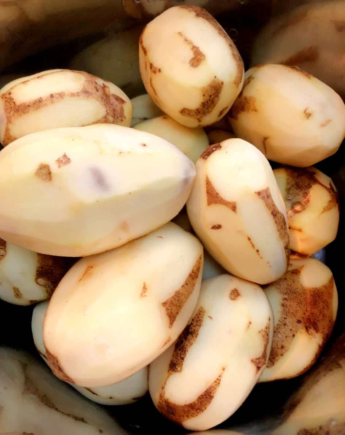 peeled potatoes in instant pot.