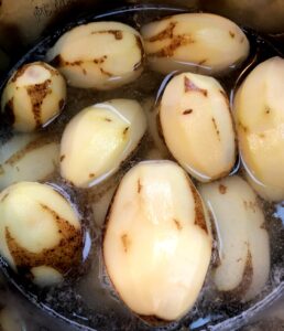 peeled potatoes in water in instant pot