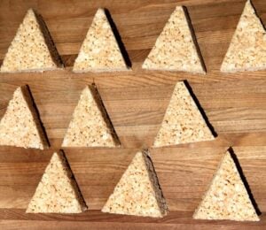 rice krispies cut into triangles
