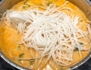 thai red curry with rice noodles added