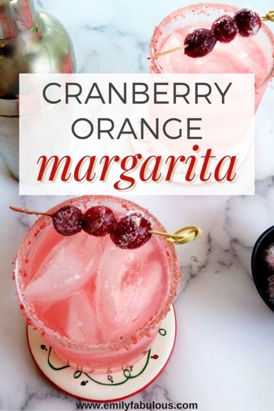 cranberry margaritas with cranberry garnish