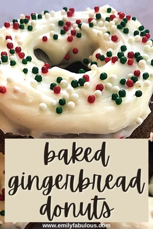 gingerbread donut with frosting and sprinkles