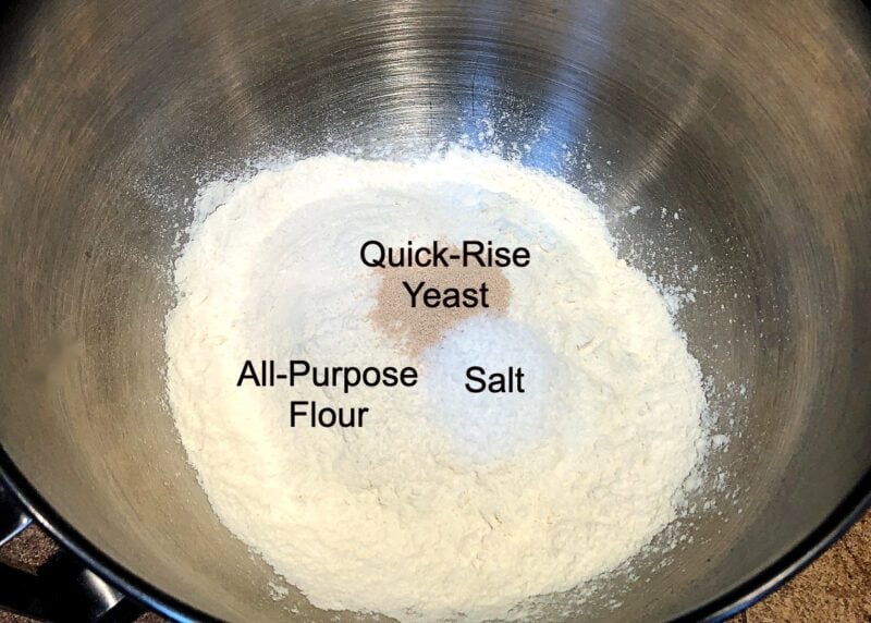 ingredients in a bowl for no knead bread