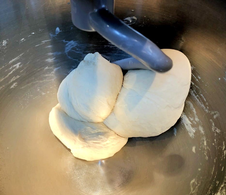 pita dough after 5 minutes of kneading.