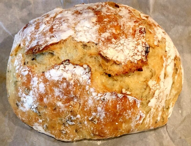 rosemary bread on parchment paper