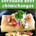 air fryer chimichanga with sour cream, avocado, and cilantro