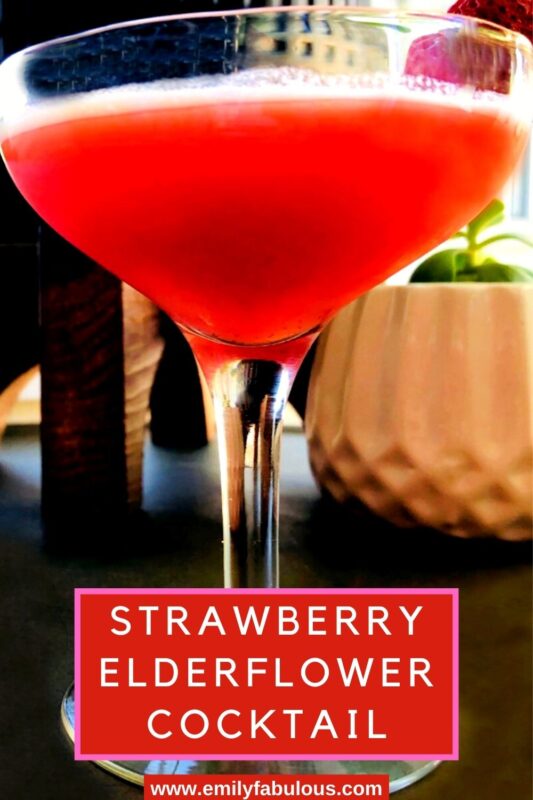 Strawberry Elderflower Liqueur Cocktail in a coupe glass 