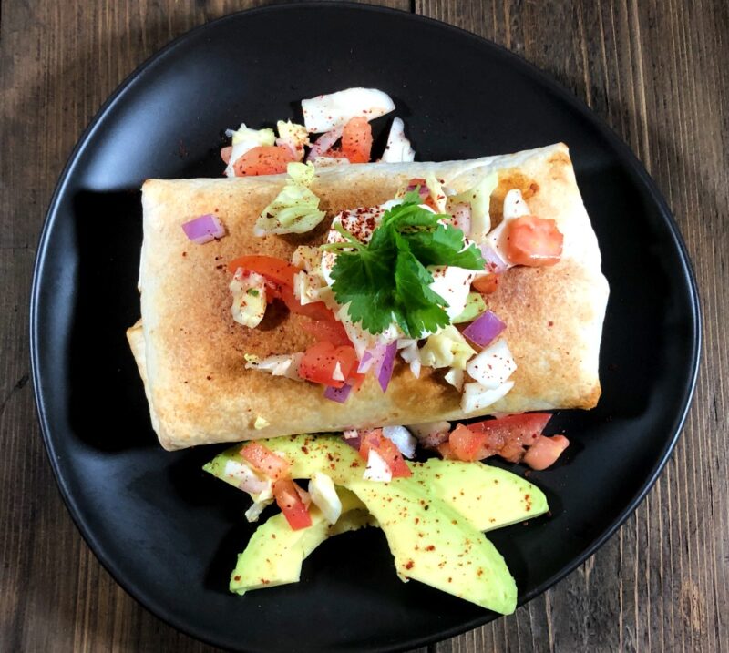air fryer chimichanga with toppings