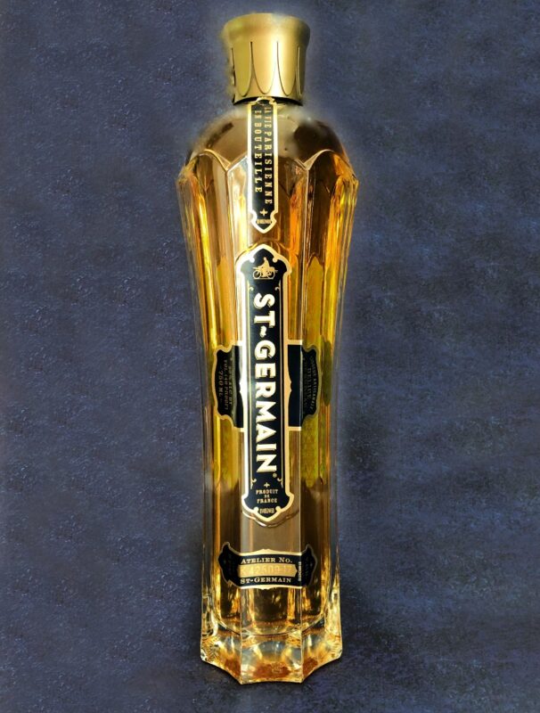 bottle of st germain liqueur.