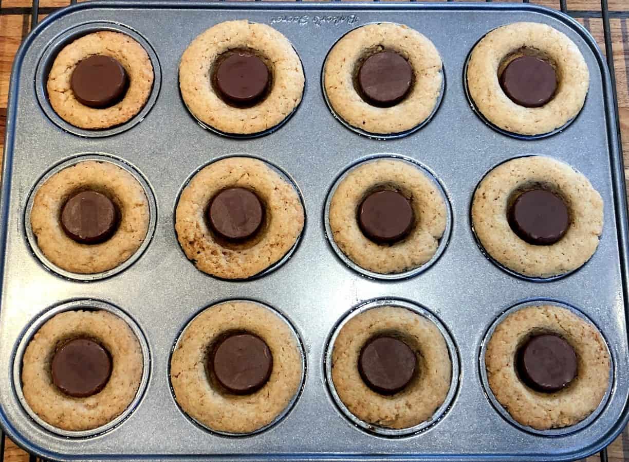 graham cracker sup with a chocolate kiss in the middle.