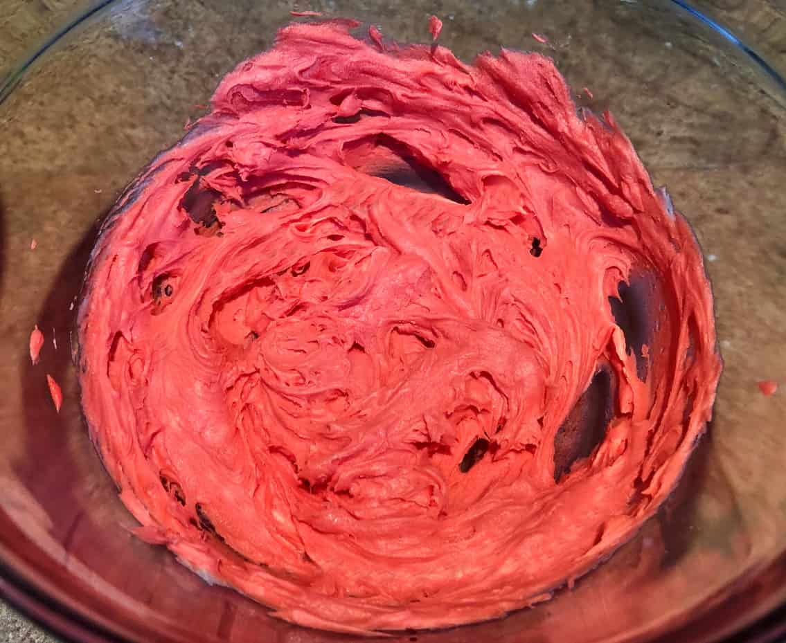 red peppermint buttercream frosting.