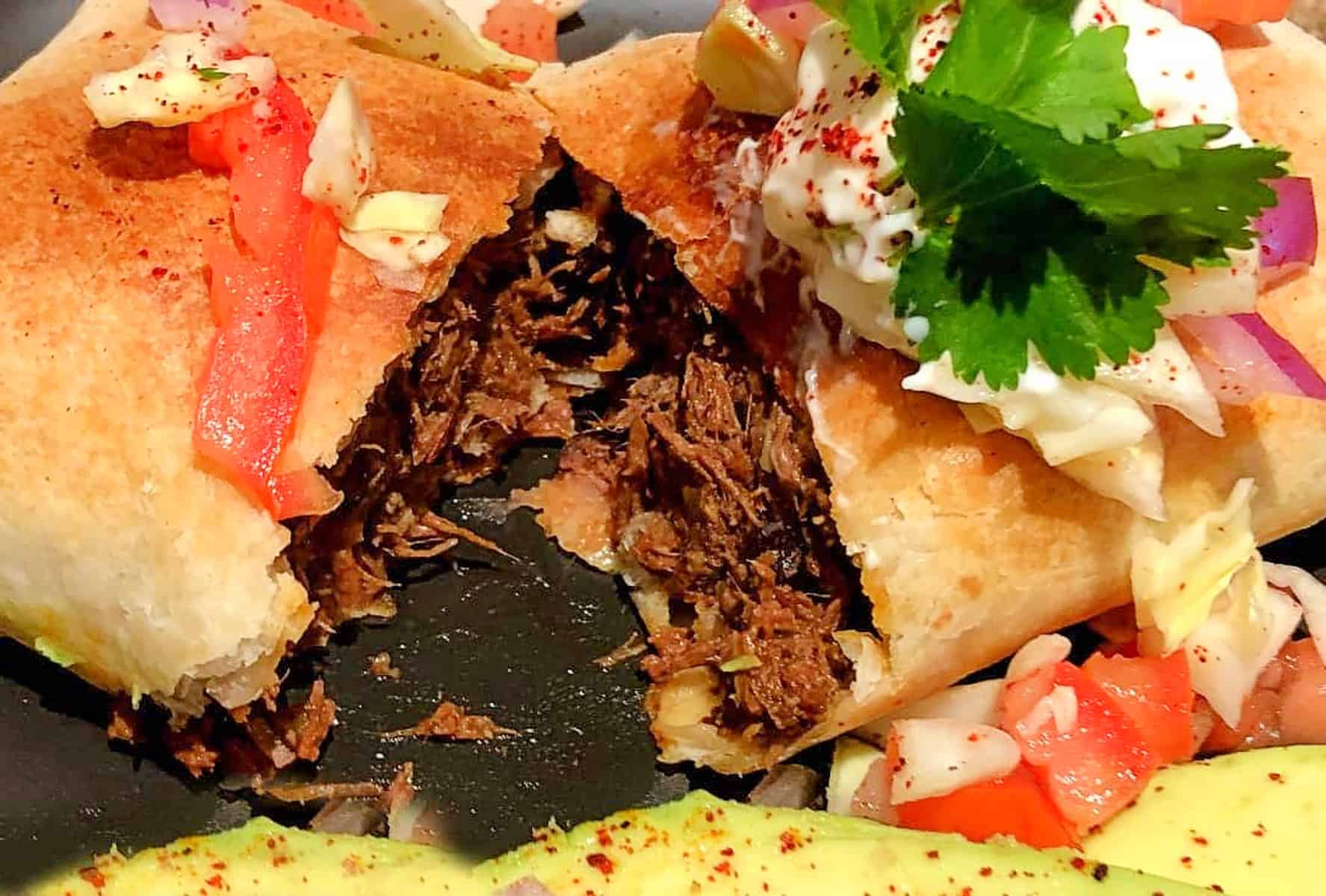 Healthy Baked Shredded Beef Chimichangas Recipe