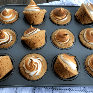smores cups in a cupcake pan on a table