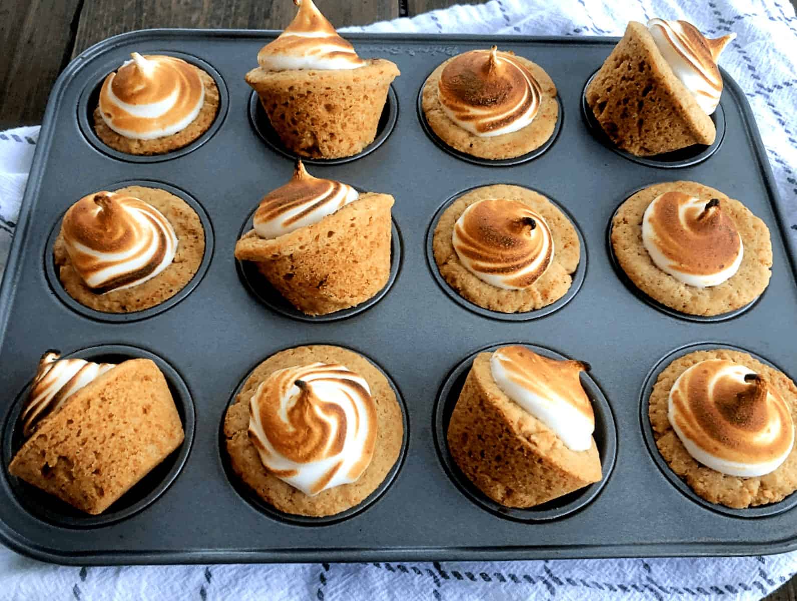 smore cookie cups in a pan