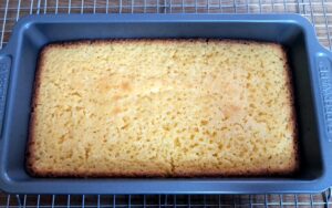 baked grapefruit pound cake in a pan