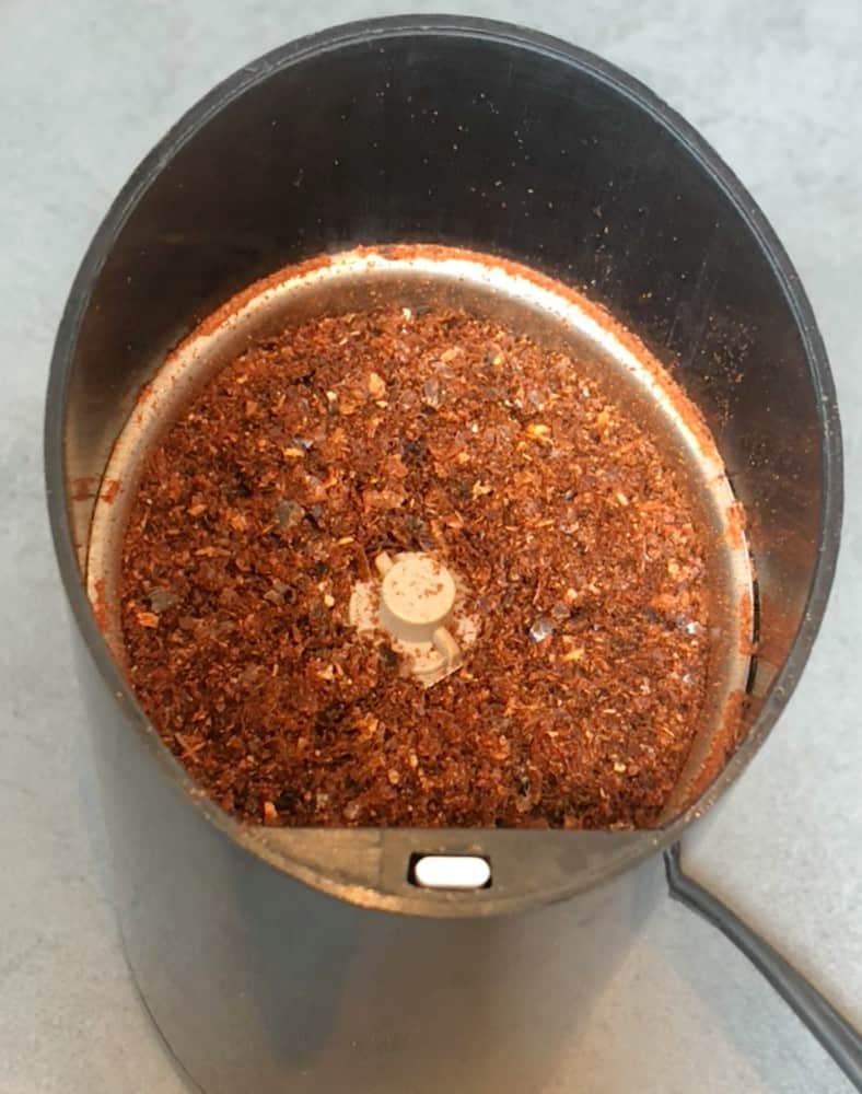 dried Mexican chiles ground in a grinder